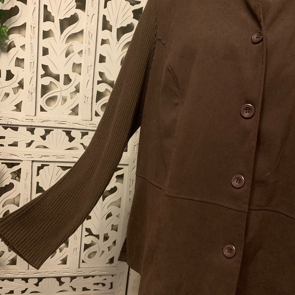 NOTATIONS PLUS NICE SUPER LIGHTWEIGHT SOFT BROWN LONG SLEEVE BUTTON UP JACKET - Picture 4 of 9